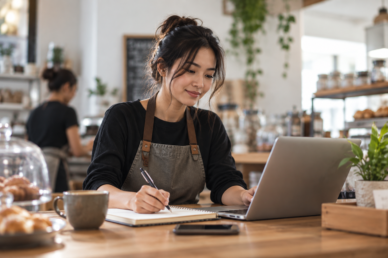 Woman running her own business
