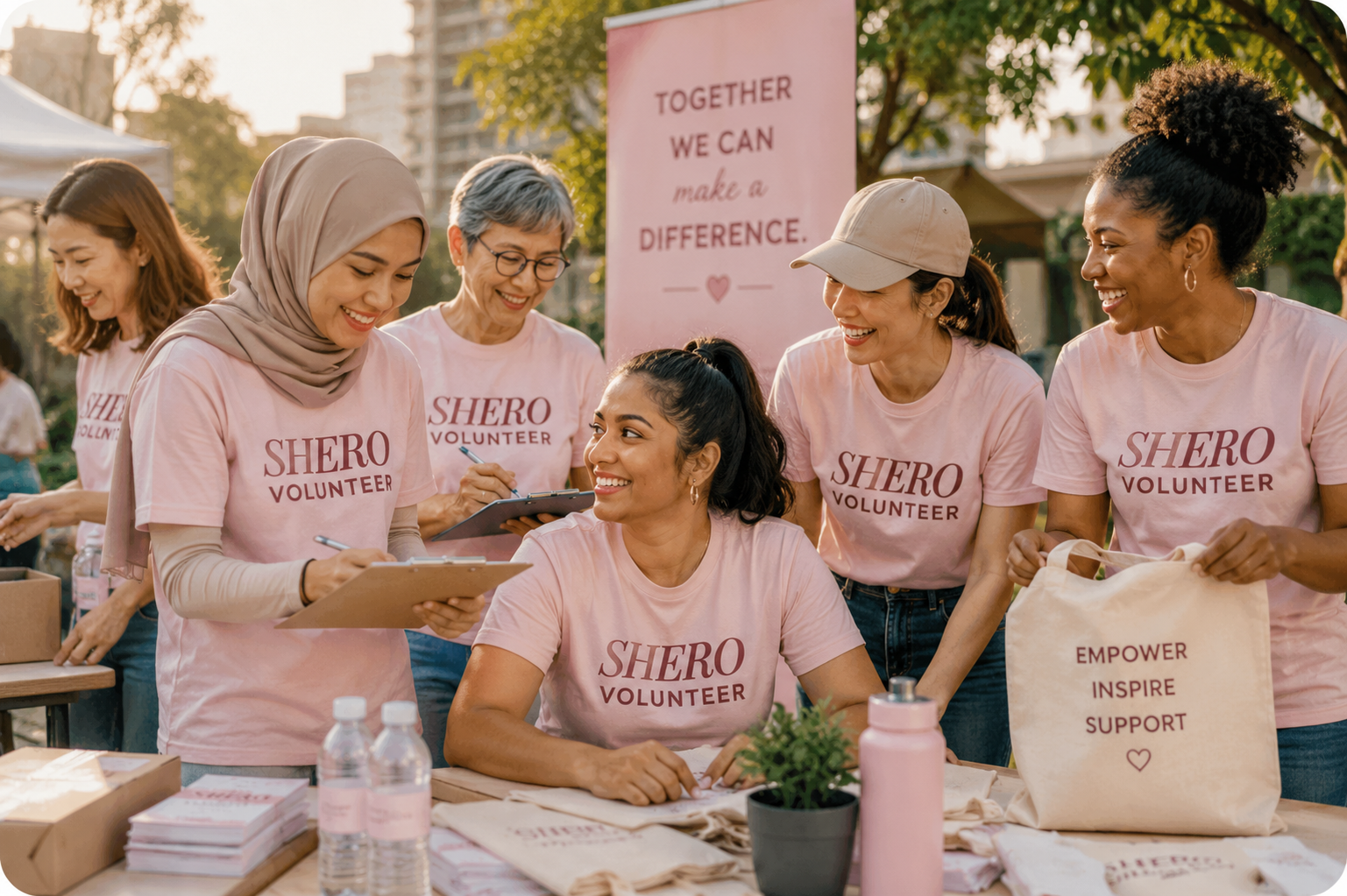 Women volunteering together