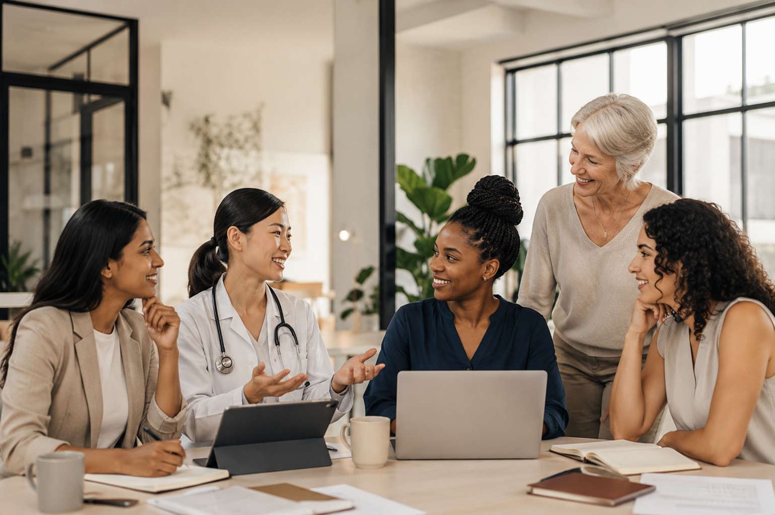 Woman sharing expertise